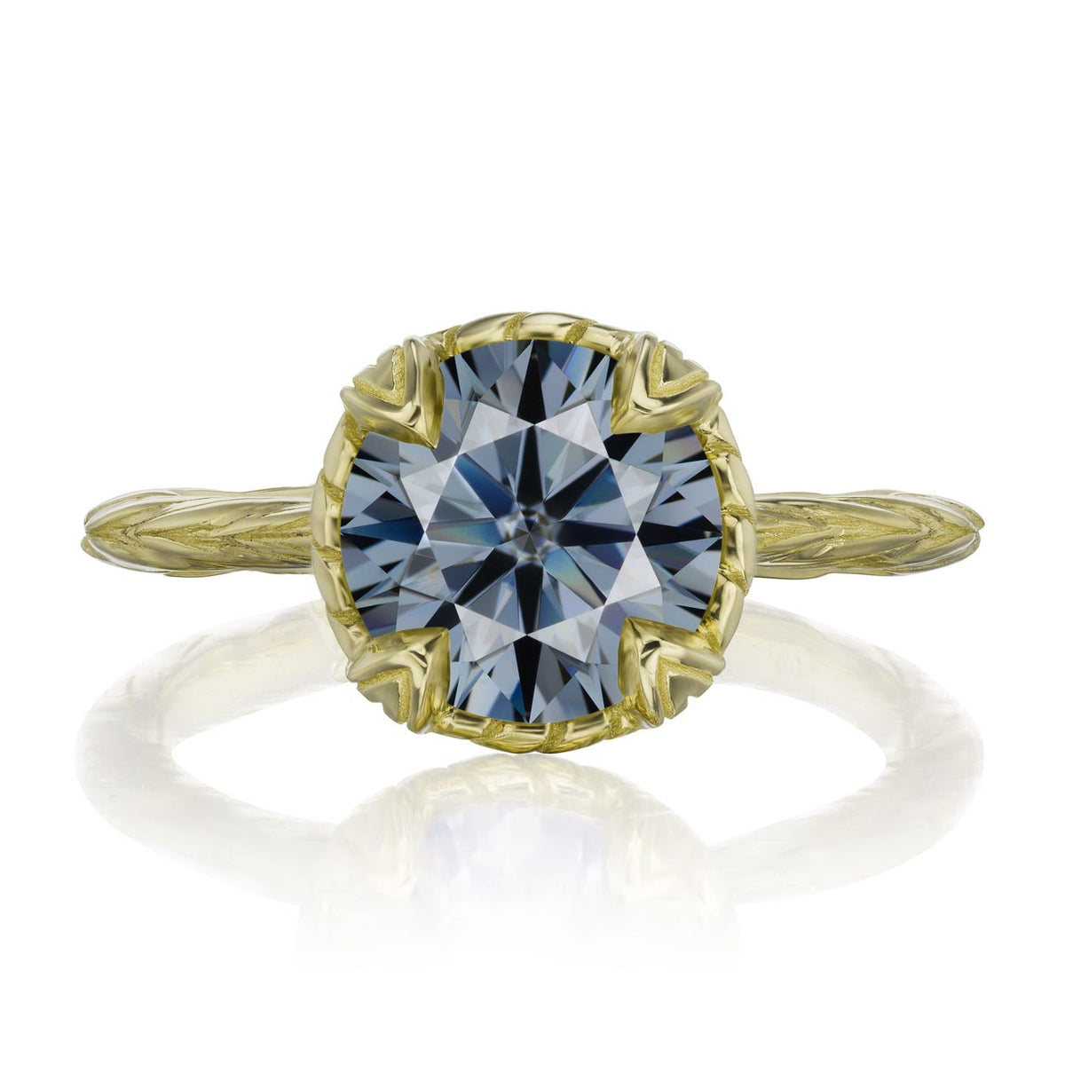 ・SIENNA・ Iconic™ Grey Moissanite, Willow Leaf Band (2ct)