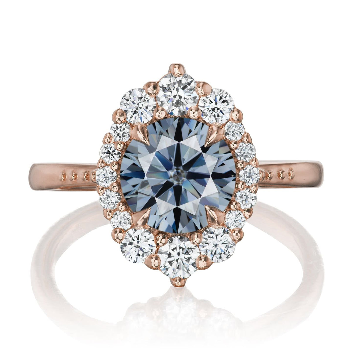 ・EMERSON・Iconic™ Grey Moissanite Center, Diamond Halo (2.55ctw+)