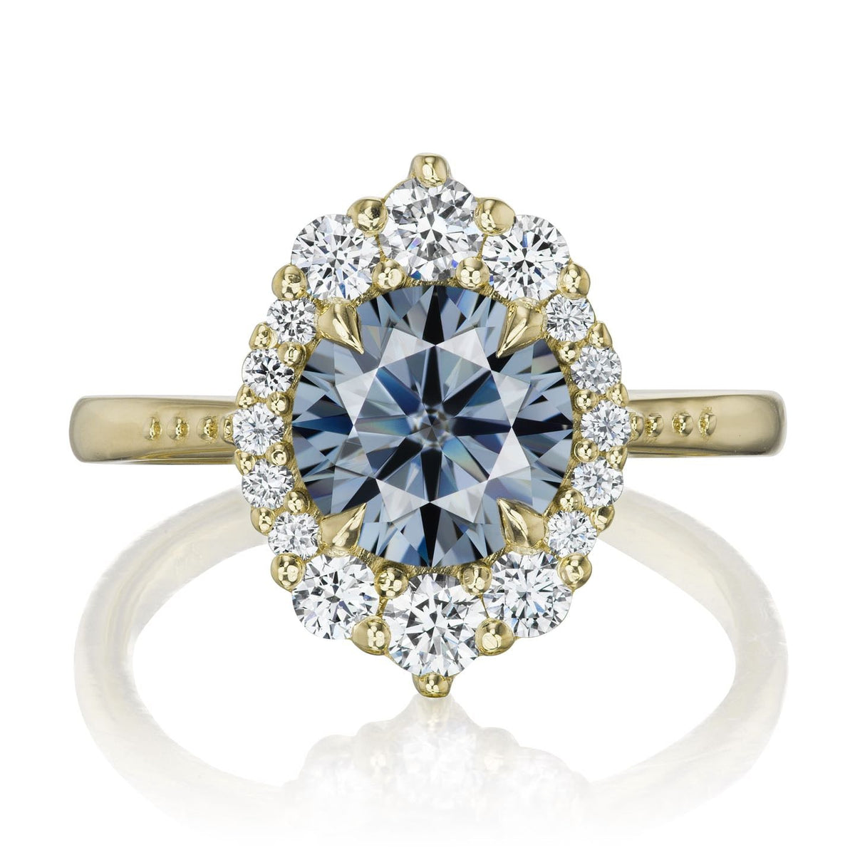 ・EMERSON・Iconic™ Grey Moissanite Center, Diamond Halo (2.55ctw+)