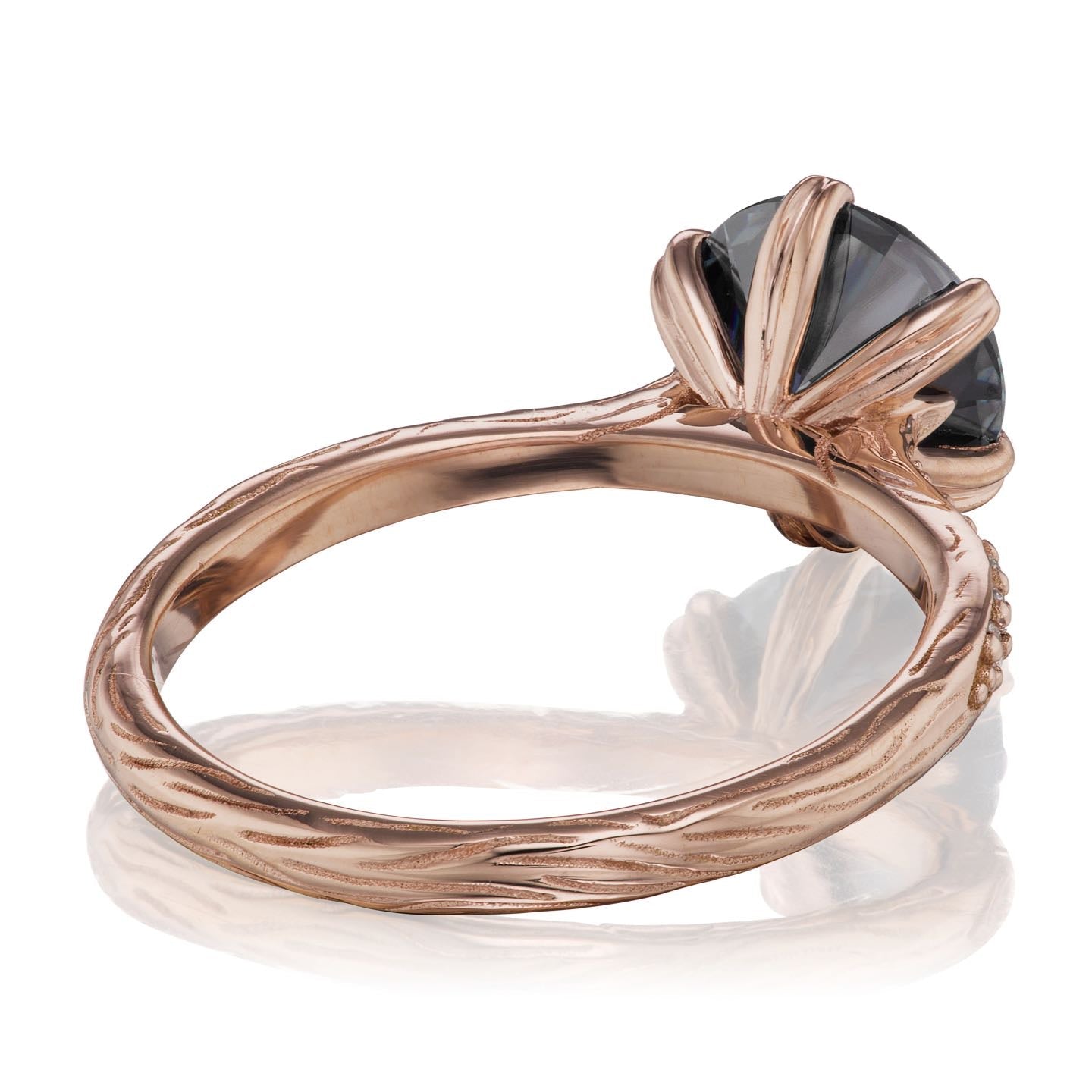 ・CAMILLE・Iconic™ Grey Moissanite, Twig Textured Diamond Band (2ct Center)
