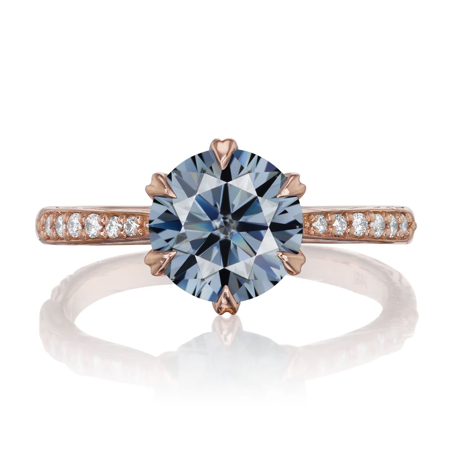 ・CAMILLE・Iconic™ Grey Moissanite, Twig Textured Diamond Band (2ct Center)