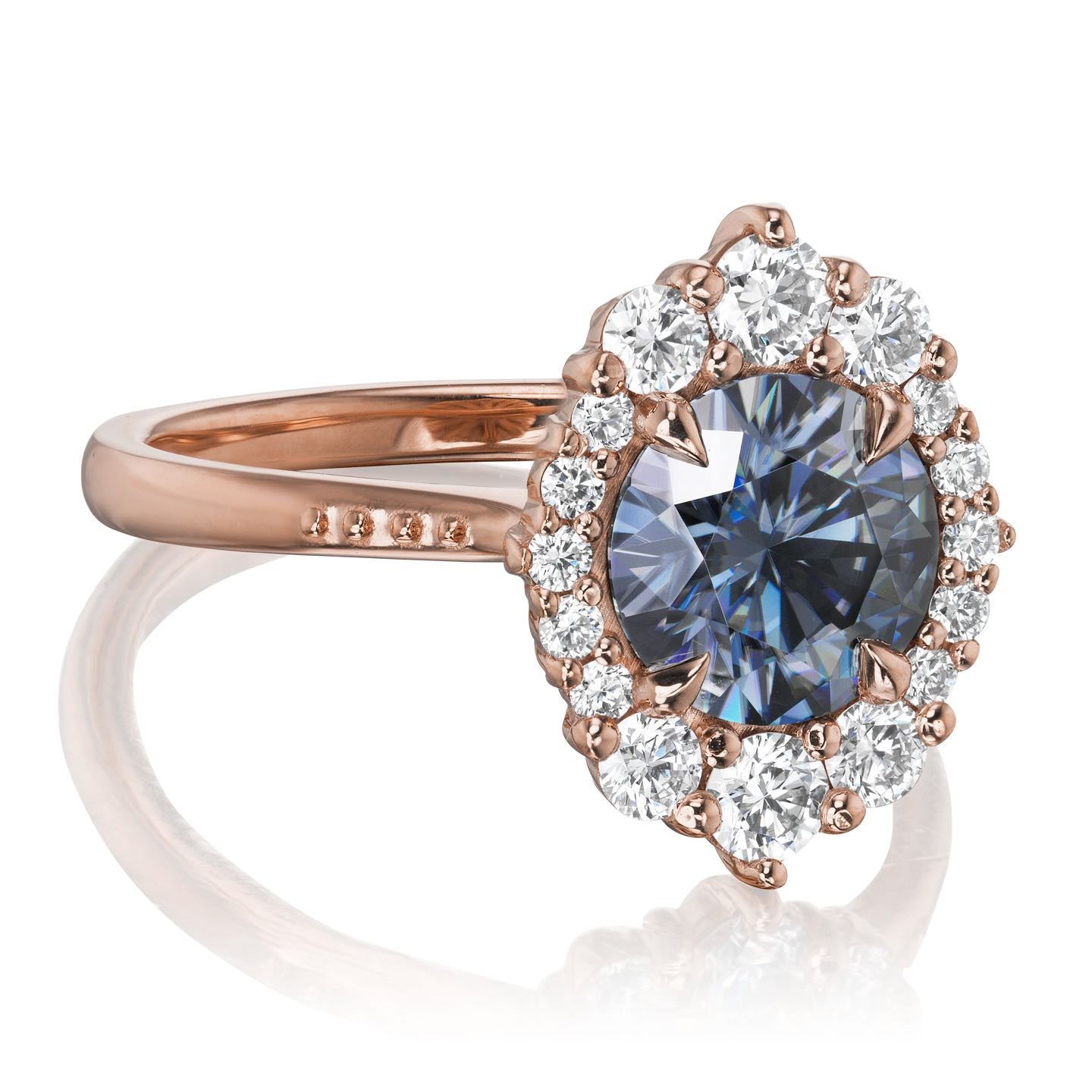 ・EMERSON・Iconic™ Grey Moissanite Center, Diamond Halo (2.55ctw+)