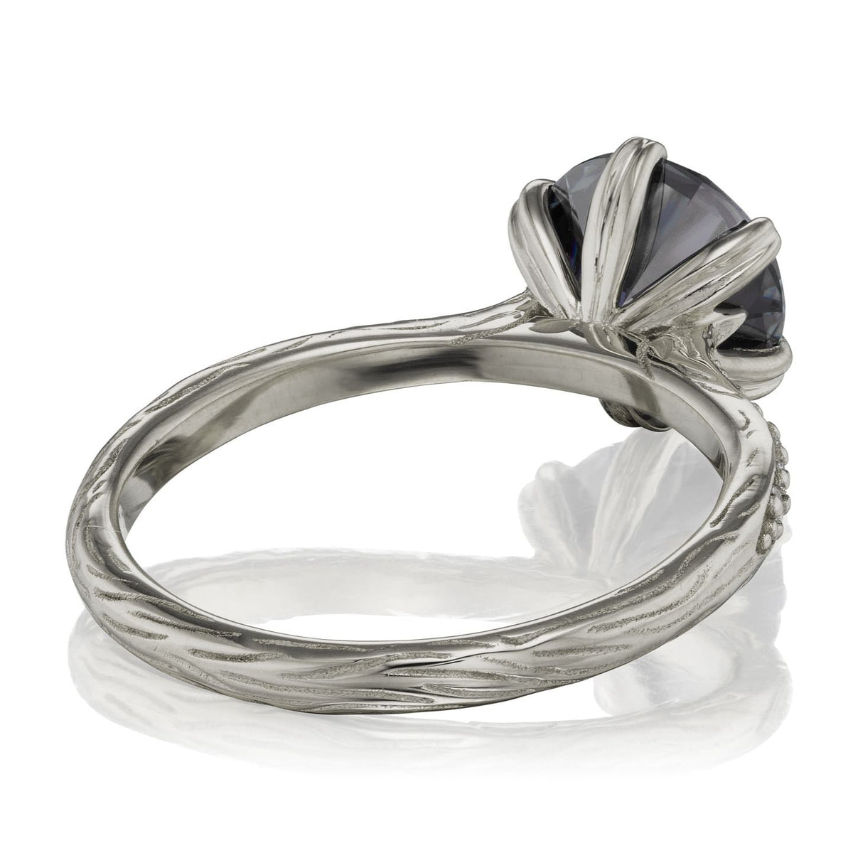 ・CAMILLE・Iconic™ Grey Moissanite, Twig Textured Diamond Band (2ct Center)