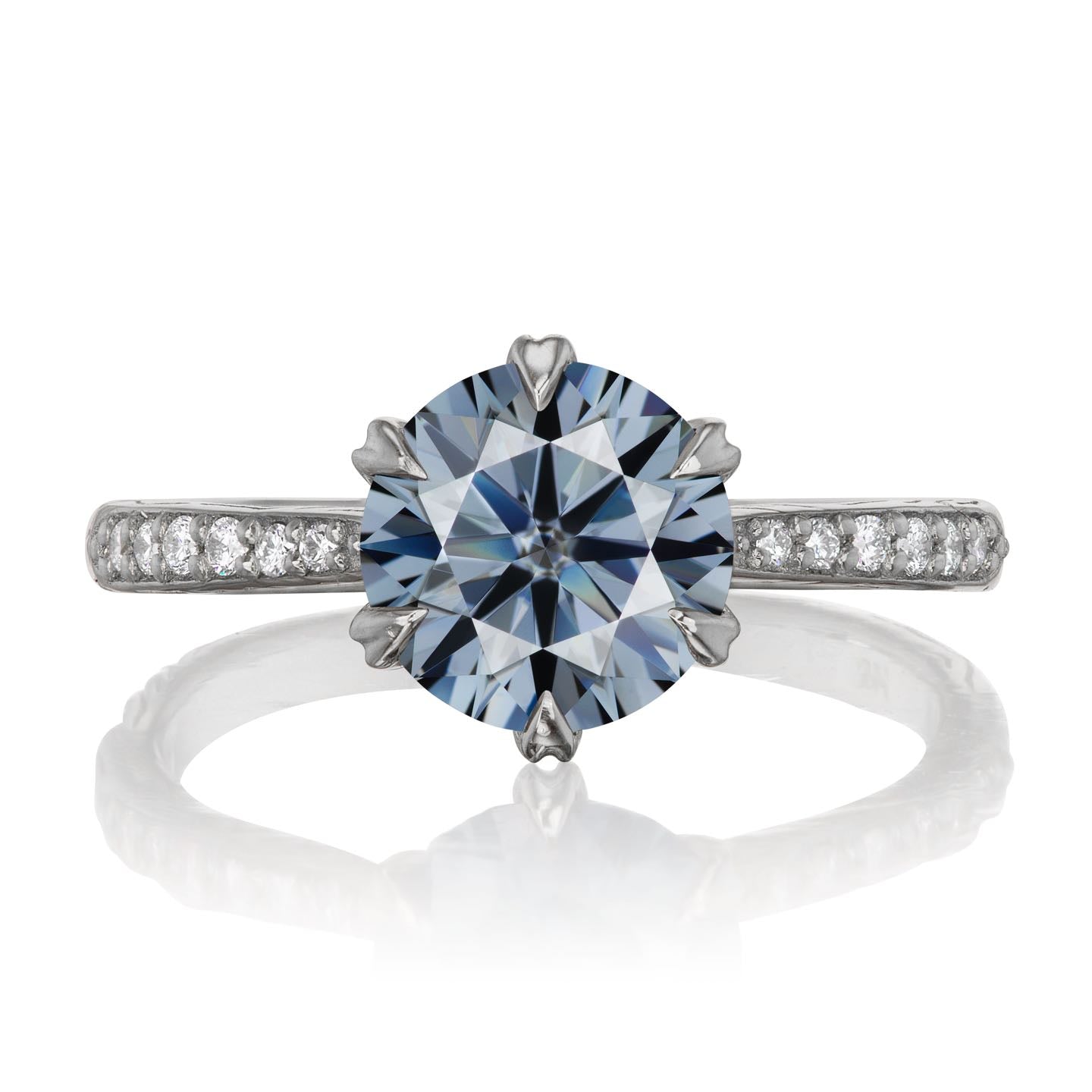 ・CAMILLE・Iconic™ Grey Moissanite, Twig Textured Diamond Band (2ct Center)