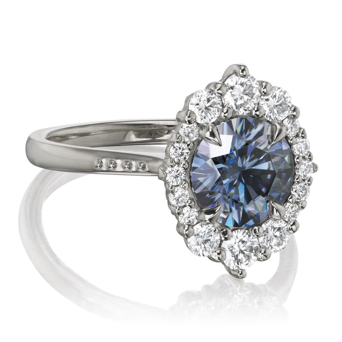 ・EMERSON・Iconic™ Grey Moissanite Center, Diamond Halo (2.55ctw+)