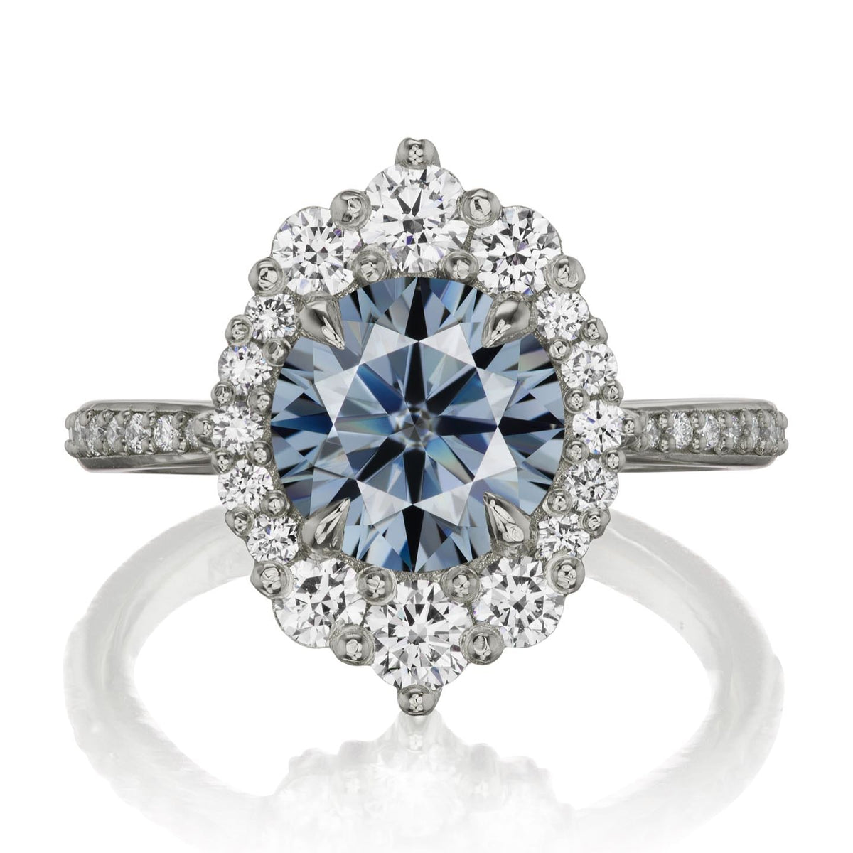 ・EMERSON・Iconic™ Grey Moissanite Center, Diamond Halo (2.55ctw+)