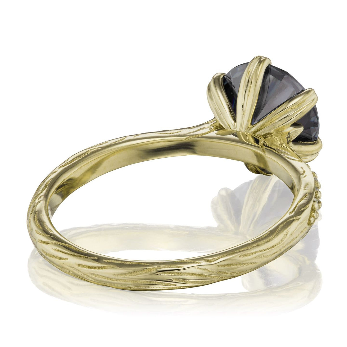 ・CAMILLE・Iconic™ Grey Moissanite, Twig Textured Diamond Band (2ct Center)