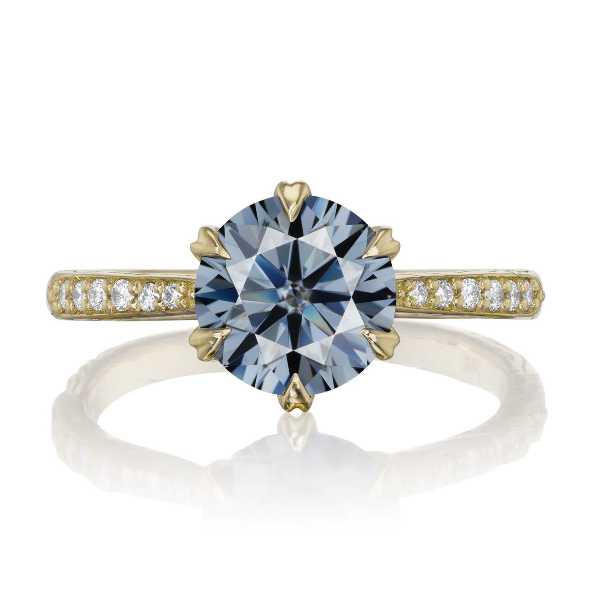 ・CAMILLE・Iconic™ Grey Moissanite, Twig Textured Diamond Band (2ct Center)