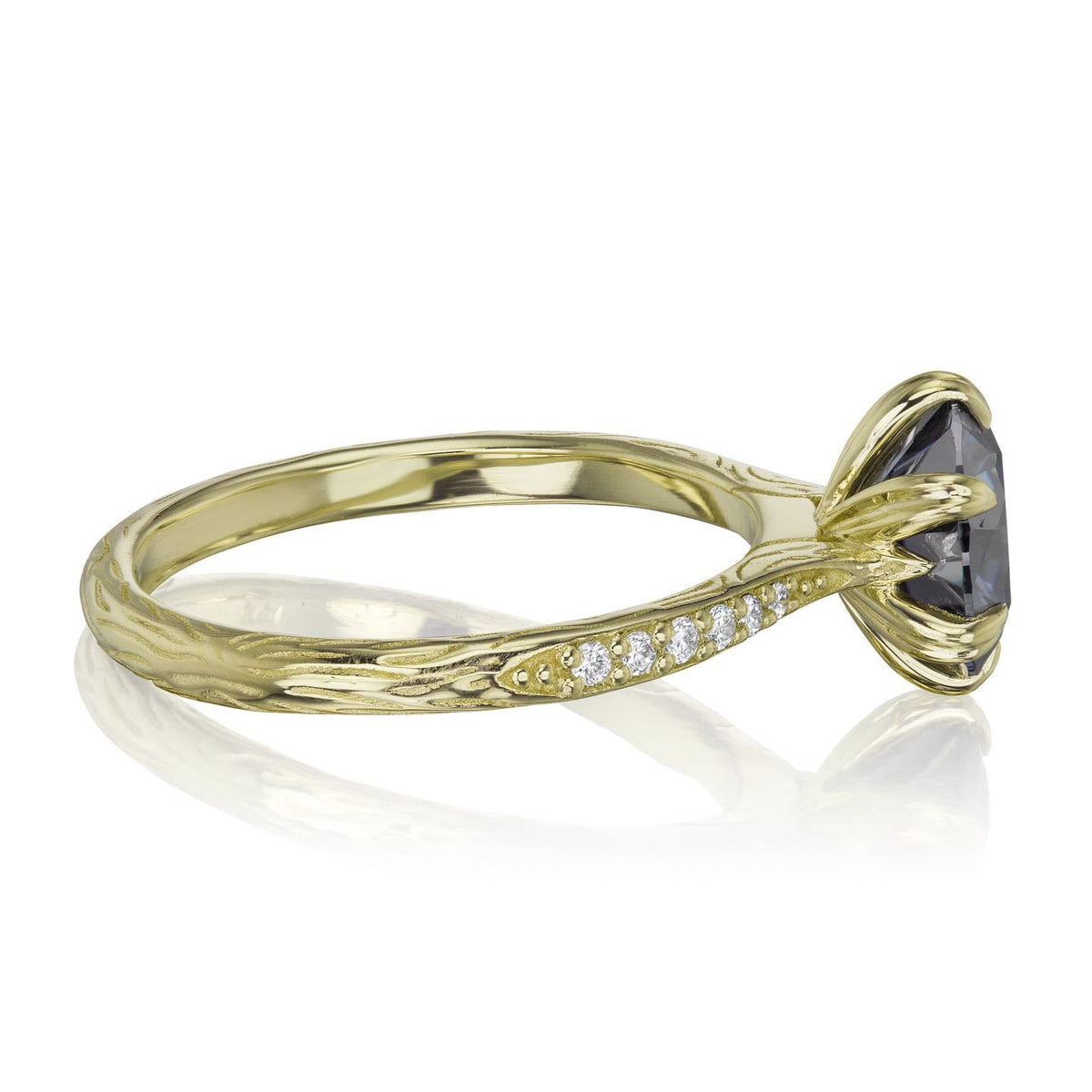 ・CAMILLE・Iconic™ Grey Moissanite, Twig Textured Diamond Band (1.5ct Center)
