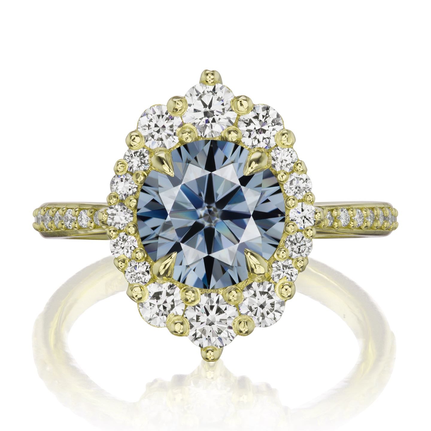 ・EMERSON・Iconic™ Grey Moissanite Center, Diamond Halo (2.55ctw+)