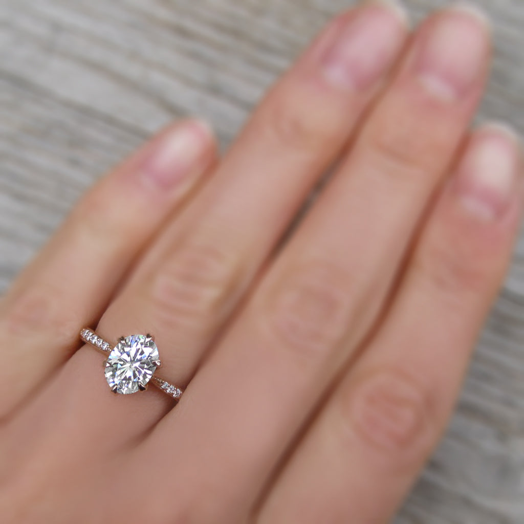 ・LAYLA・Oval Moissanite Center, Twig Textured Diamond Band (1.5ct Center)