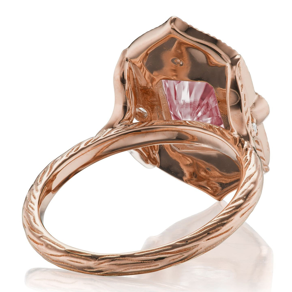 ・ESTELLA・Emerald Peach Sapphire Center, Diamond Halo (2.65ctw)