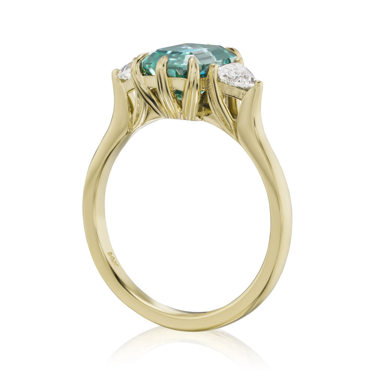 ・AVERY・Radiant Cut Aqua-Teal Iconic™ Moissanite Center, Trillion Diamonds (2.22ctw)