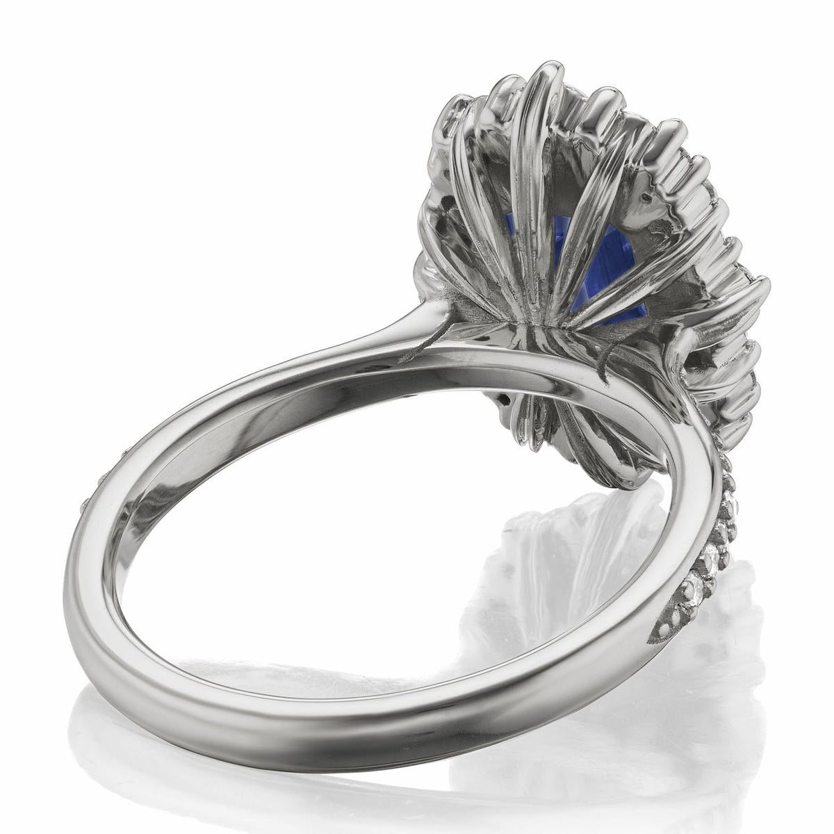・ADELINE・Emerald Cut Blue Sapphire Center, Diamond Halo (2.51ctw+)