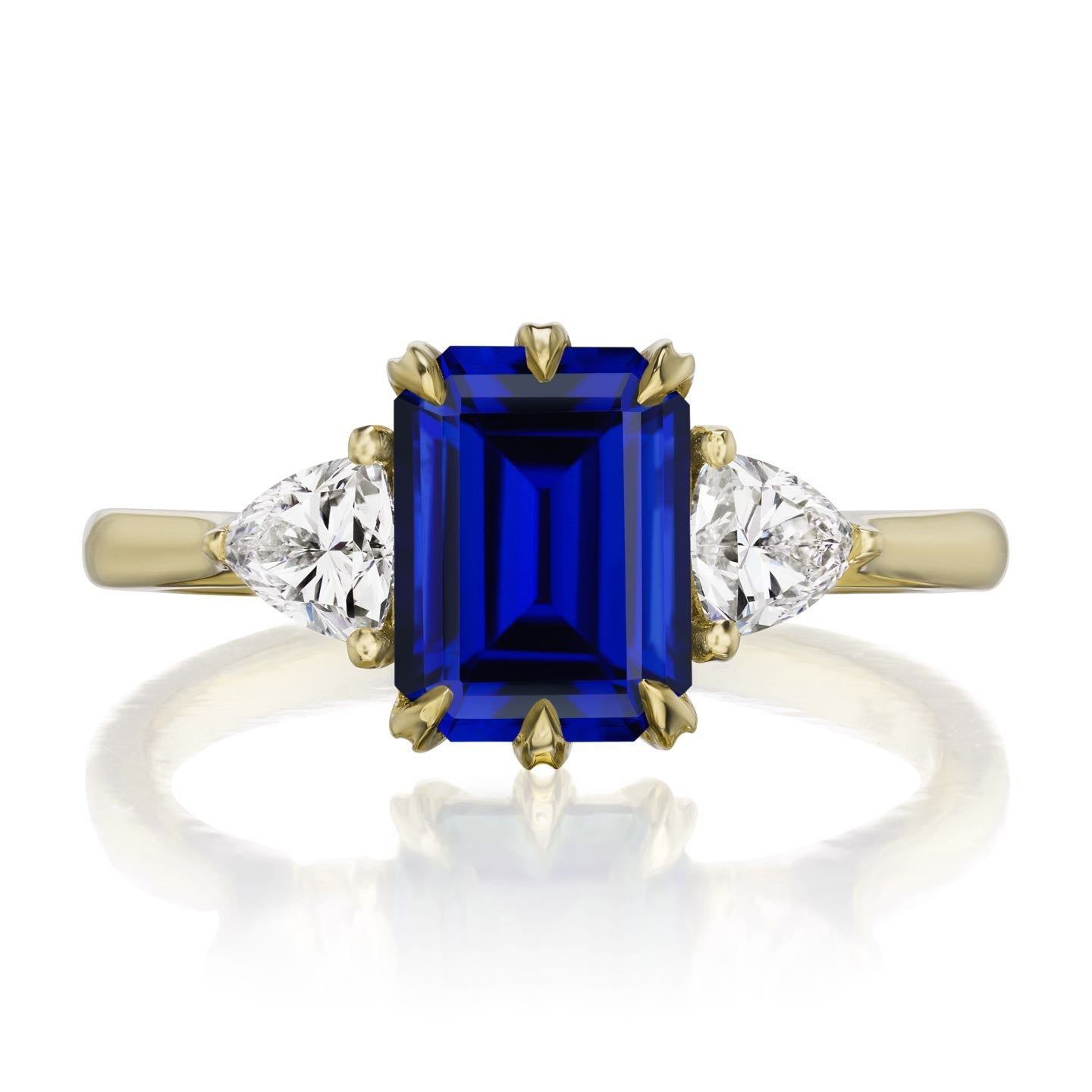 ・AVERY・Emerald Cut Blue Sapphire Center, Trillion Diamonds (2.52ctw)