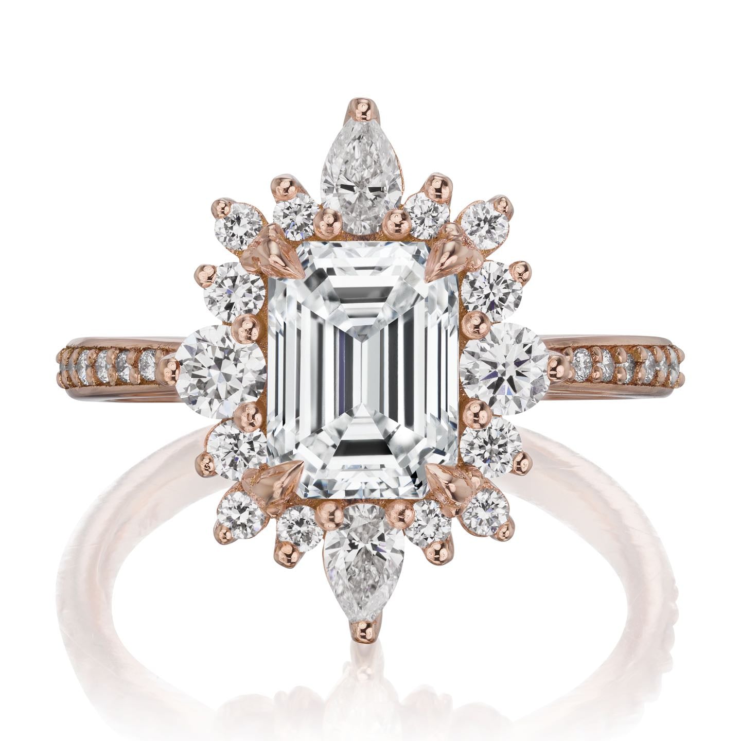 ・TALIA・Emerald Cut Lab-Grown Diamond Center, Diamond Halo (2.54ctw+)