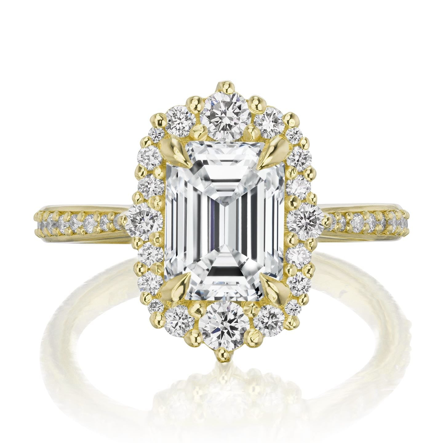 ・ADELINE・Emerald Cut Lab-Grown Diamond Center, Diamond Halo (2.37ctw+)