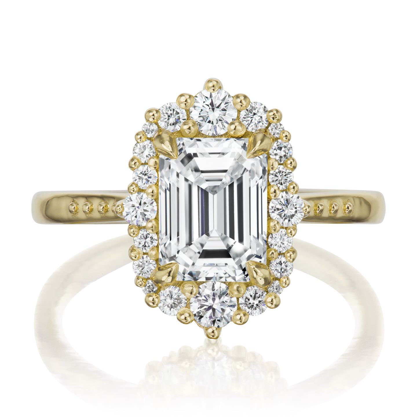 ・ADELINE・Emerald Cut Lab-Grown Diamond Center, Diamond Halo (2.37ctw+)
