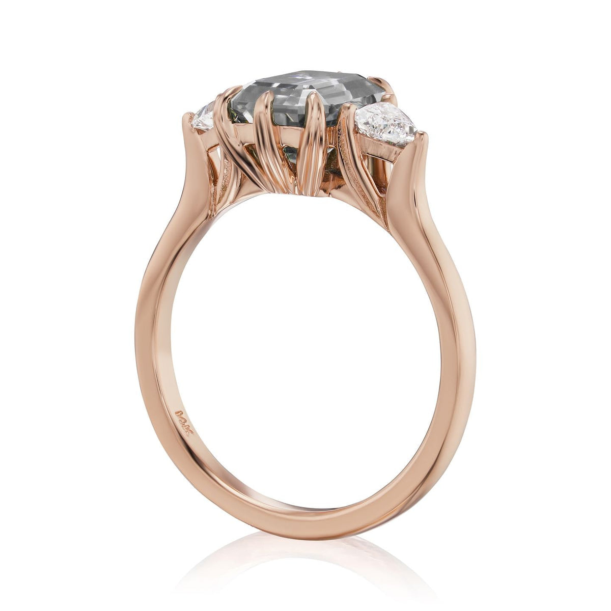 ・AVERY・Emerald Cut Iconic™ Grey Moissanite Center, Trillion Diamonds (2.17ctw)