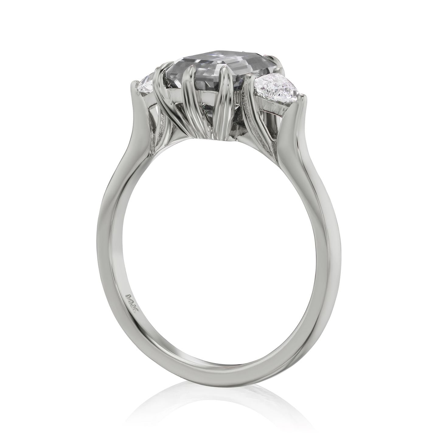 ・AVERY・Emerald Cut Iconic™ Grey Moissanite Center, Trillion Diamonds (2.17ctw)