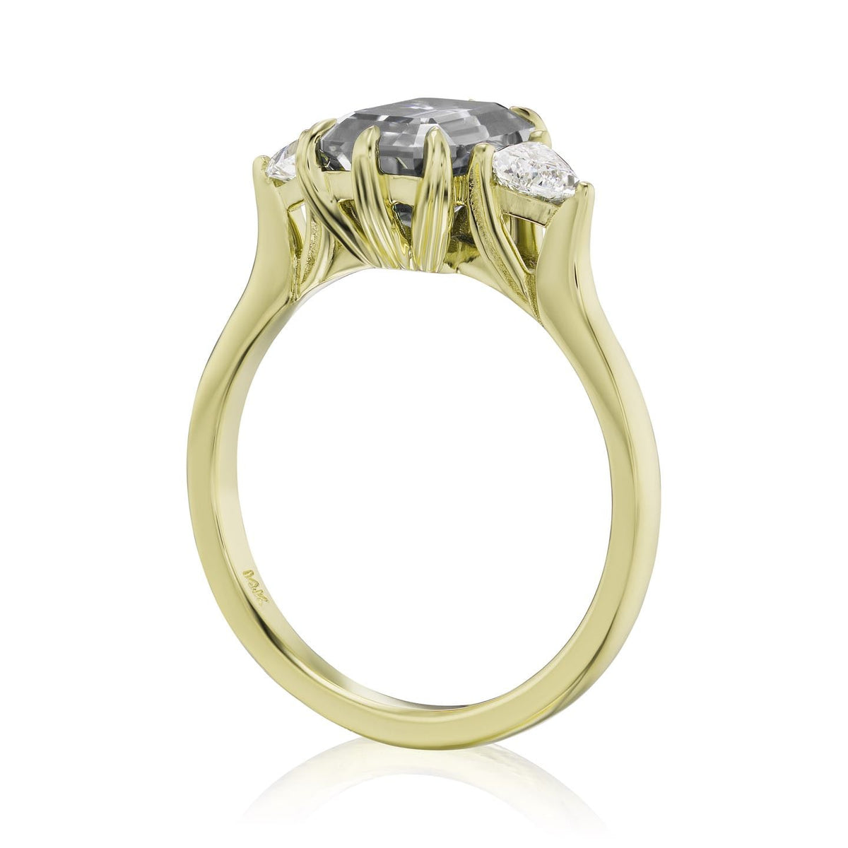 ・AVERY・Emerald Cut Iconic™ Grey Moissanite Center, Trillion Diamonds (2.17ctw)