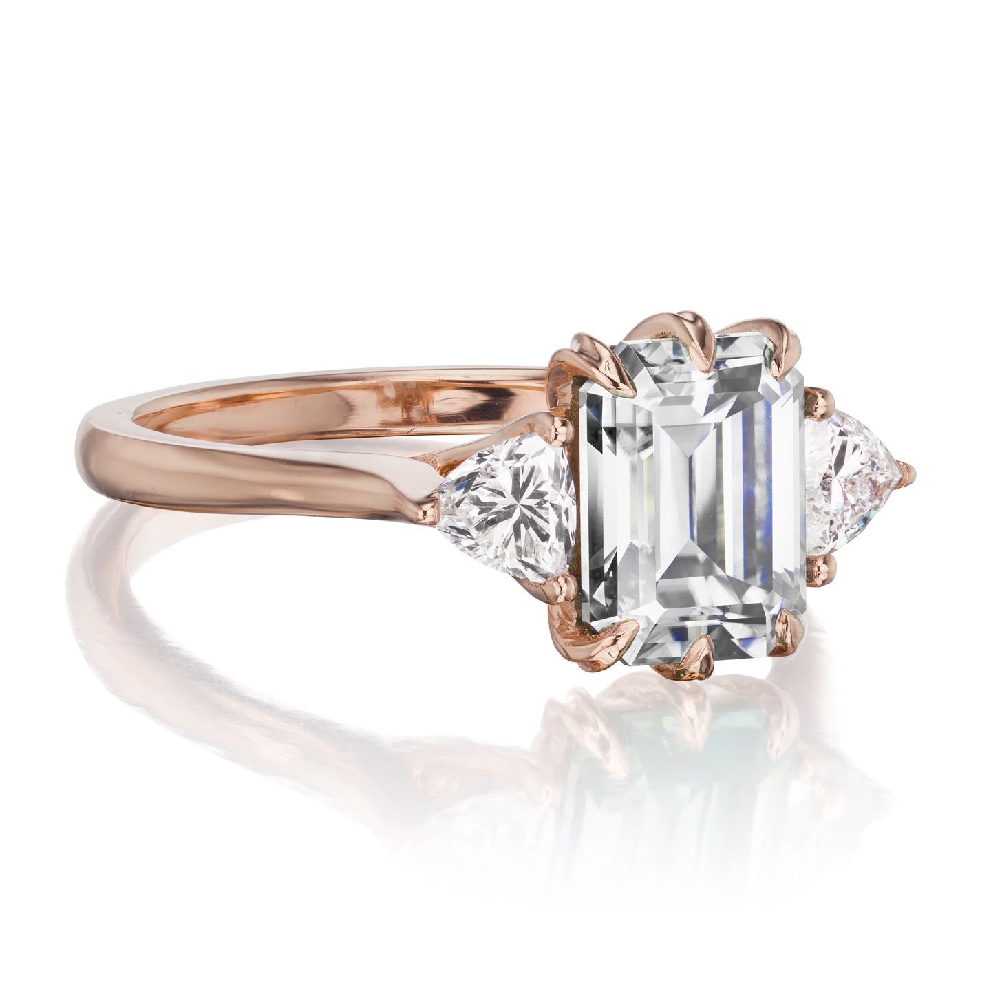 ・AVERY・Emerald Cut Moissanite Center, Trillion Diamonds (2.17ctw)