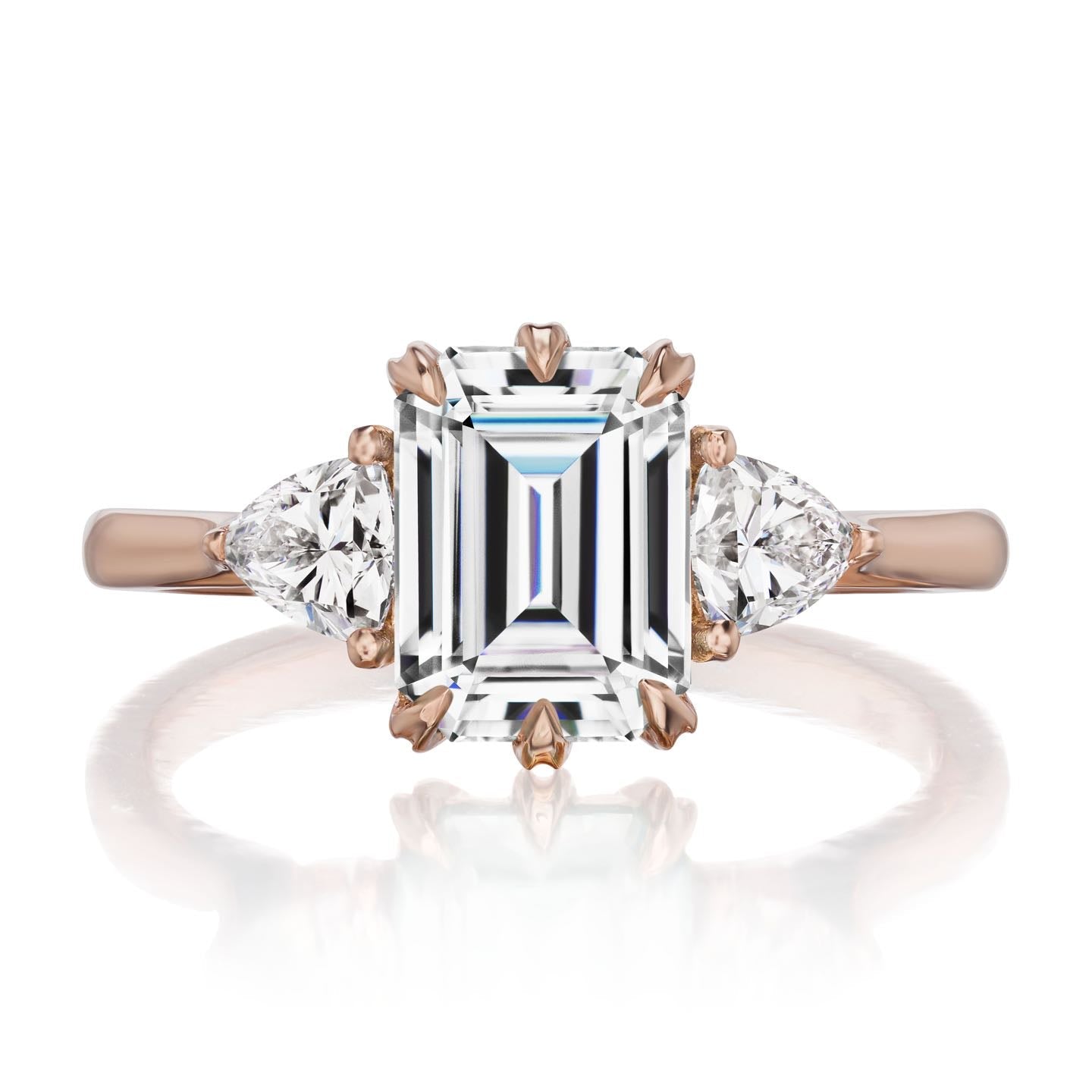 ・AVERY・Emerald Cut Moissanite Center, Trillion Diamonds (2.17ctw)