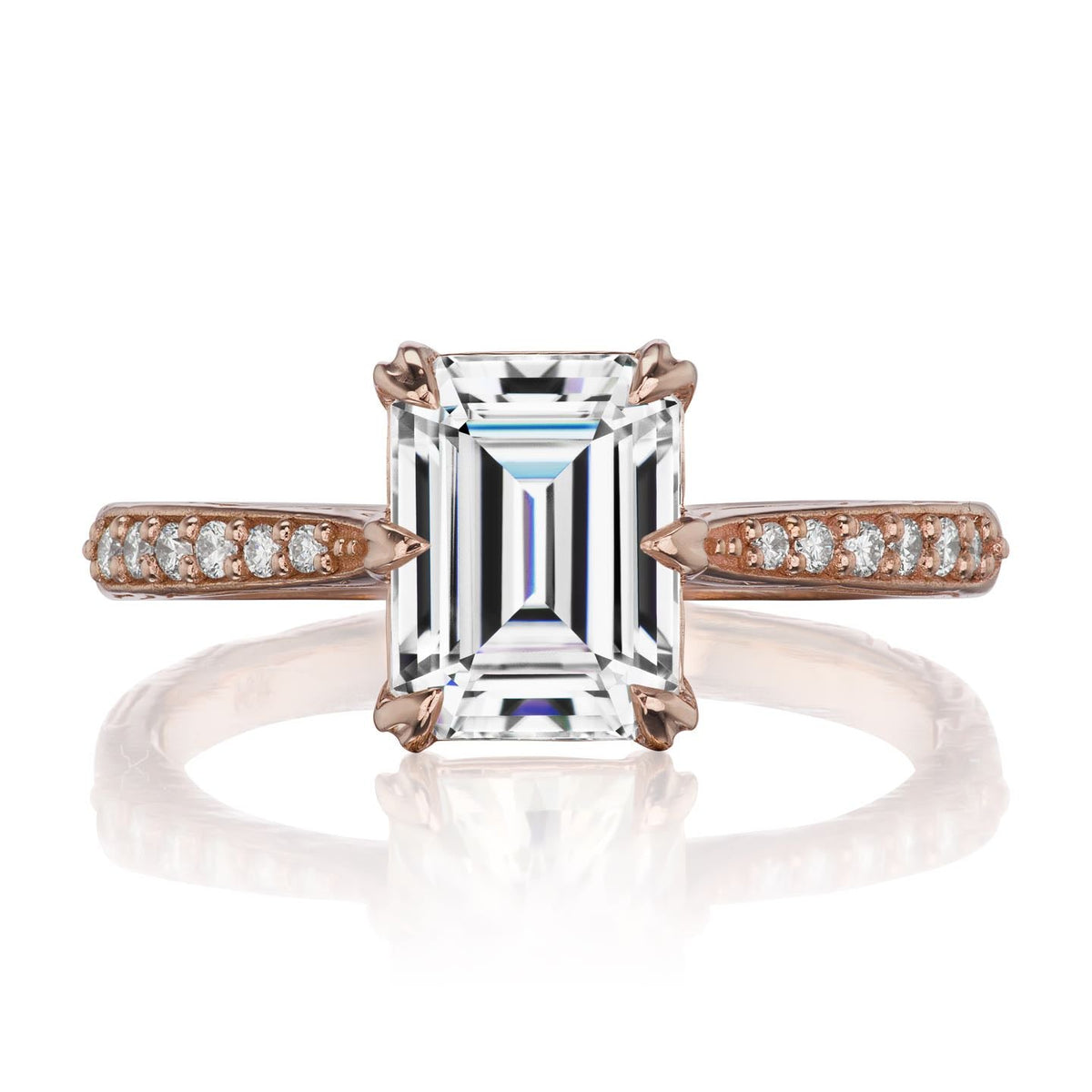 ・NAOMI・Emerald Cut Moissanite Center, Diamond Band (1.75ct Center)