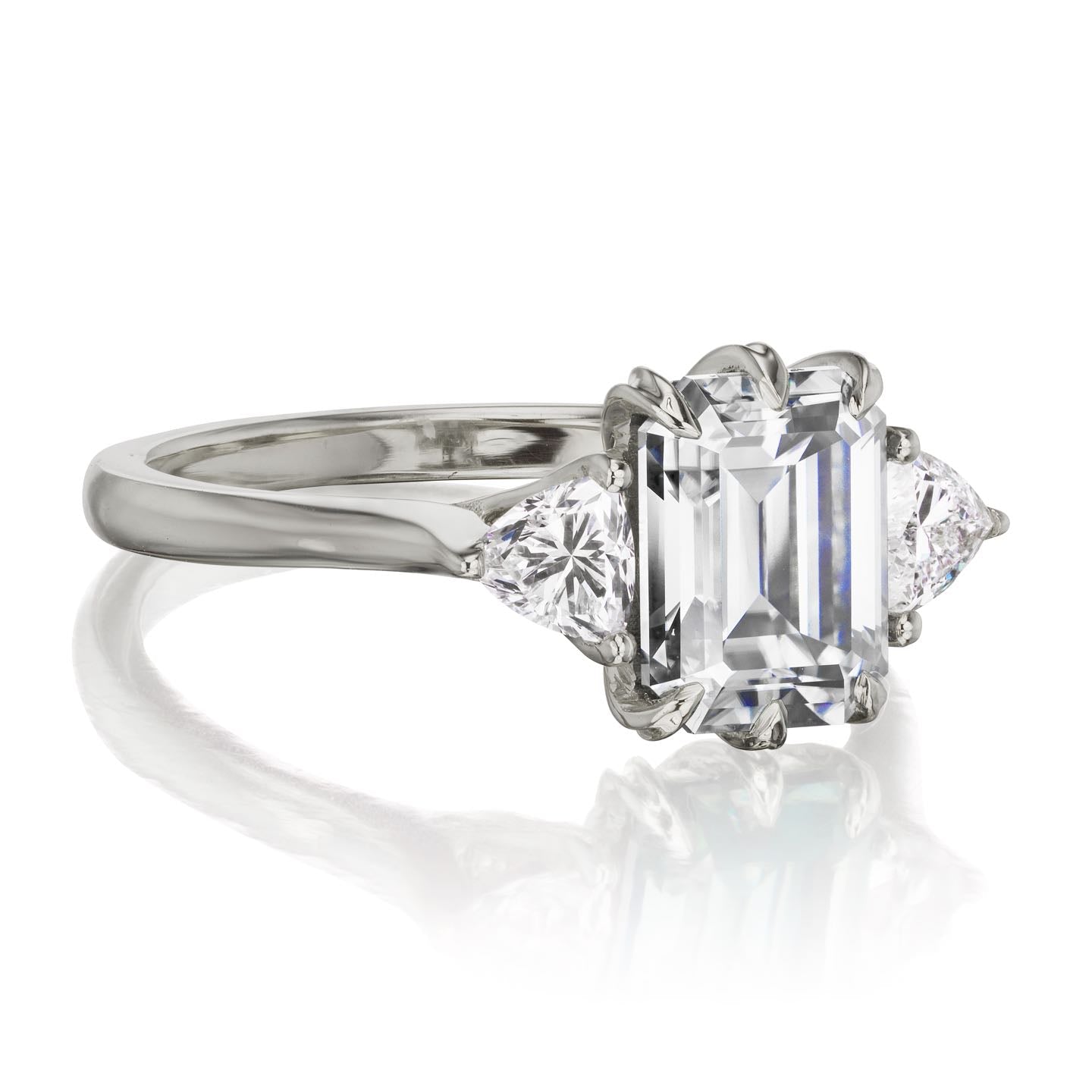・AVERY・Emerald Cut Moissanite Center, Trillion Diamonds (2.17ctw)