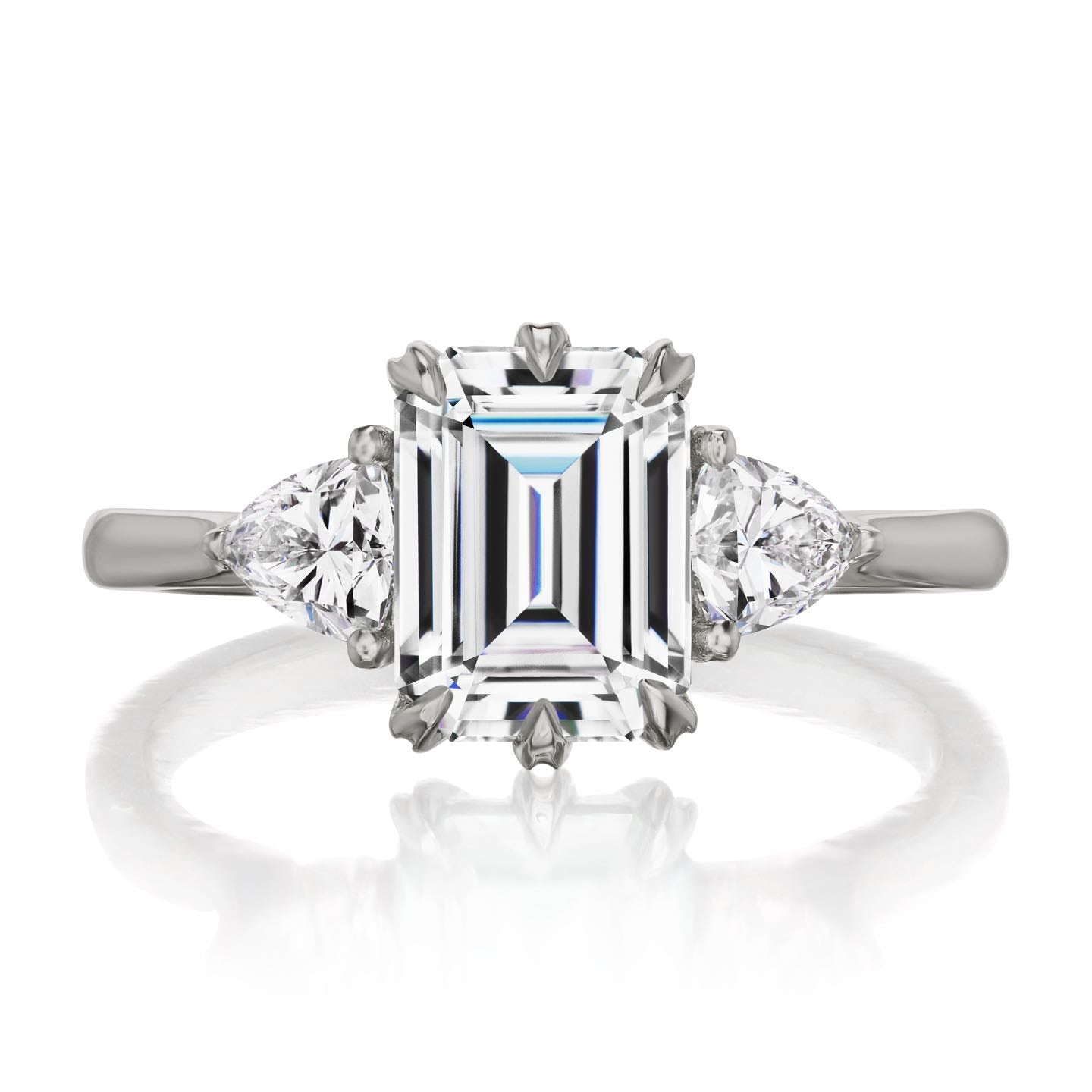 ・AVERY・Emerald Cut Moissanite Center, Trillion Diamonds (2.17ctw)