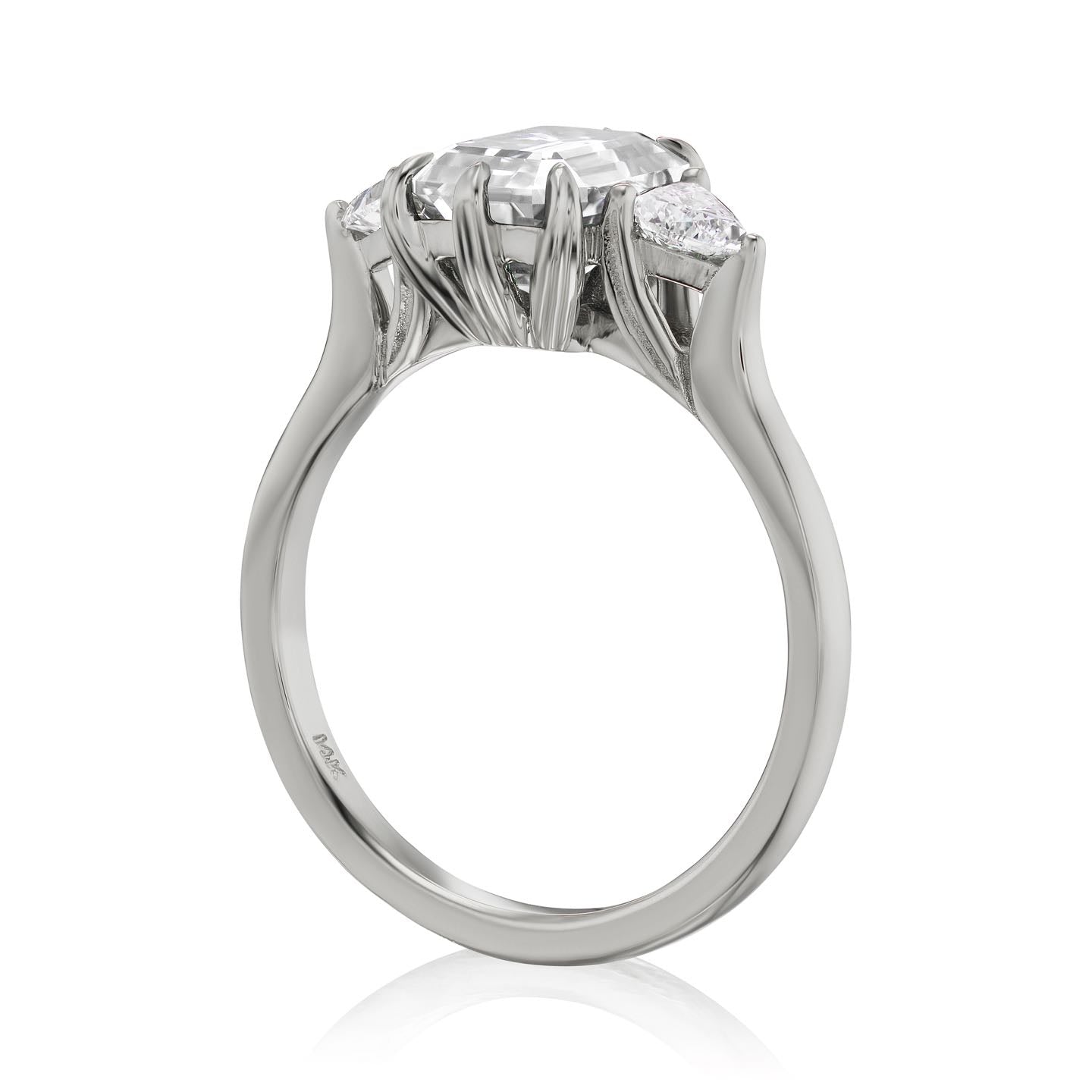 ・AVERY・Emerald Cut Moissanite Center, Trillion Diamonds (2.17ctw)