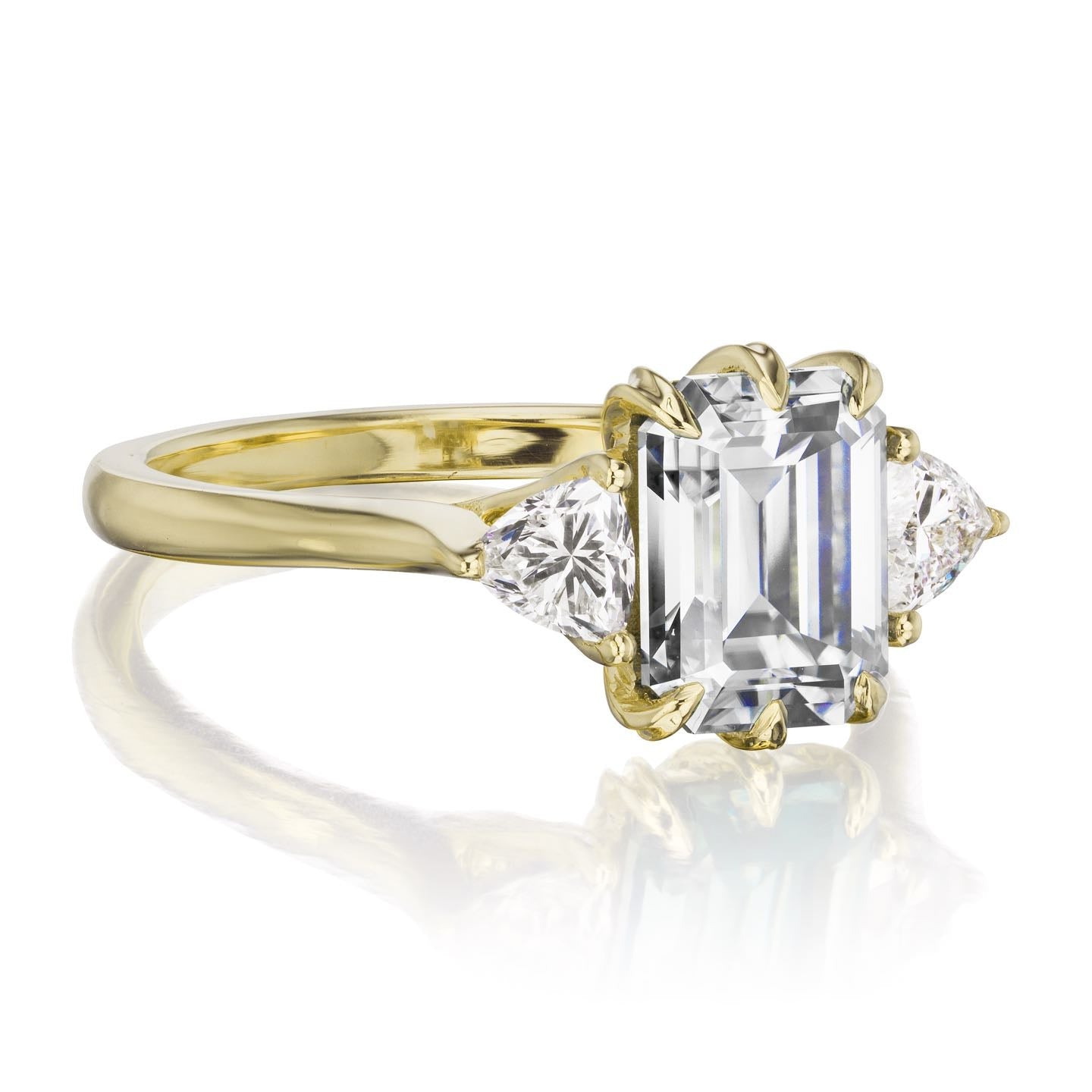・AVERY・Emerald Cut Moissanite Center, Trillion Diamonds (2.17ctw)