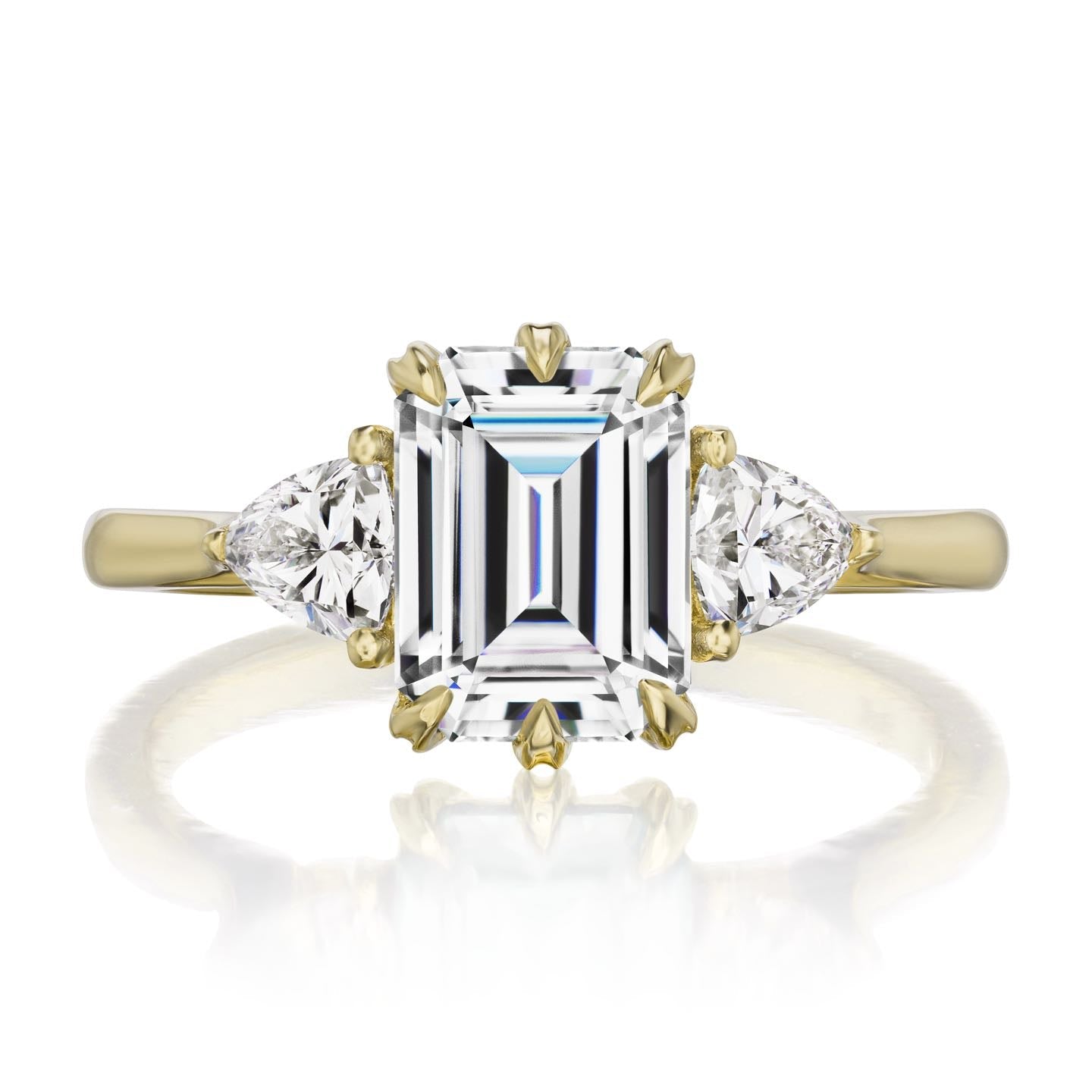 ・AVERY・Emerald Cut Moissanite Center, Trillion Diamonds (2.17ctw)