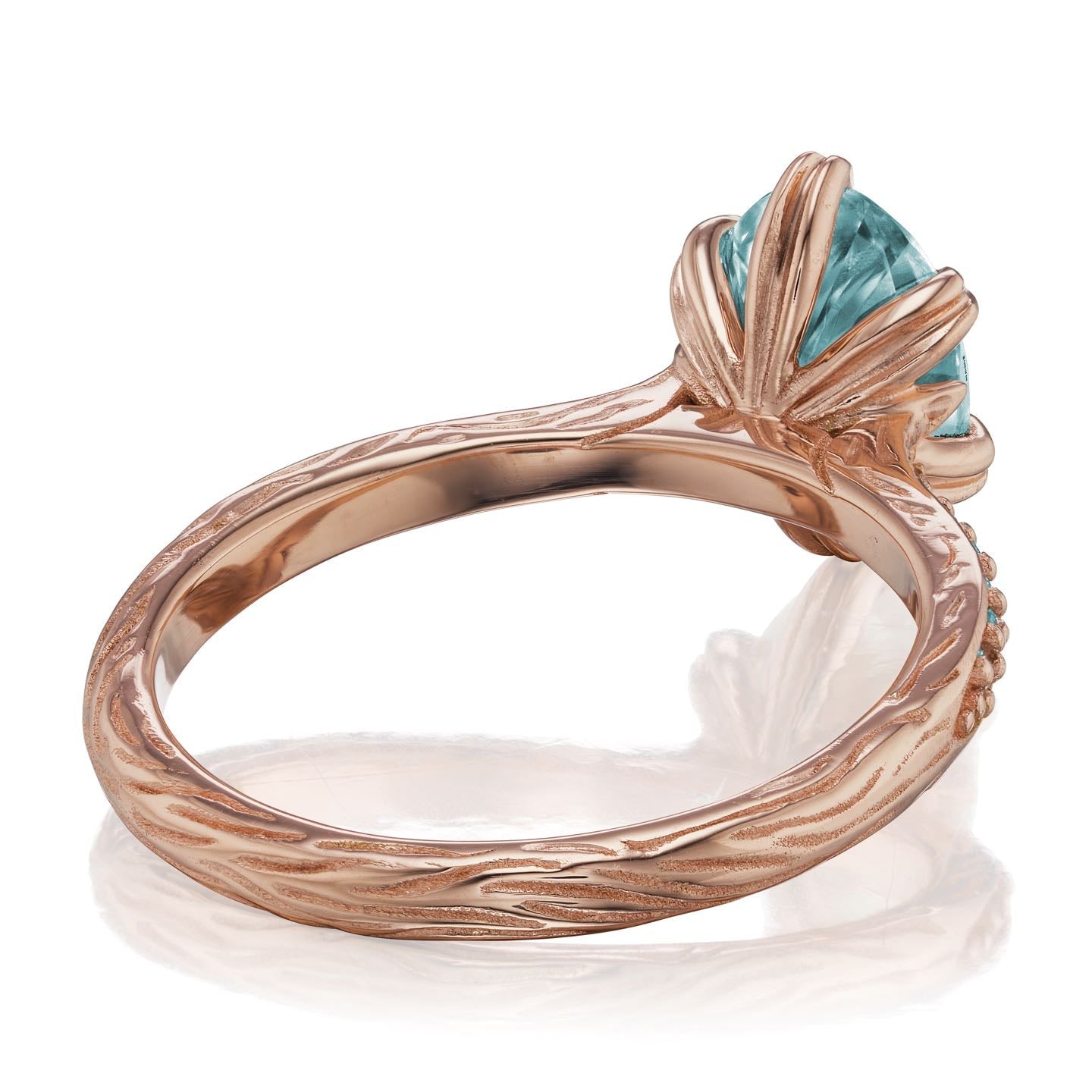 ・LAYLA・Oval Aqua-Teal Iconic™ Moissanite, Twig Textured Diamond Band (1.5ct Center)