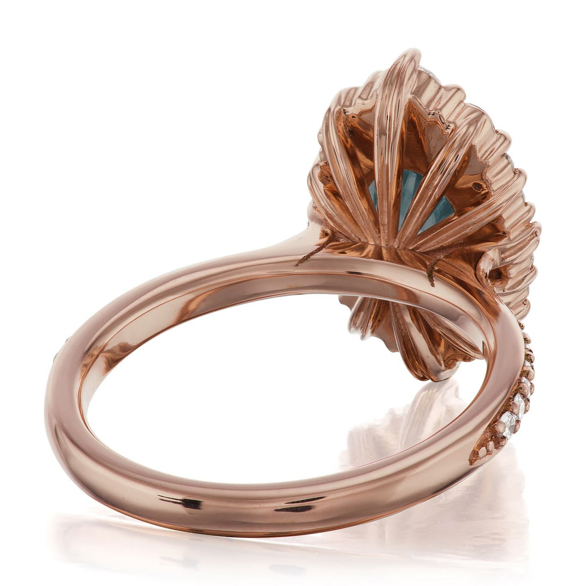 ・SOFIA・Oval Aqua-Teal Iconic™ Moissanite Center, Diamond Halo (1.93ctw+)