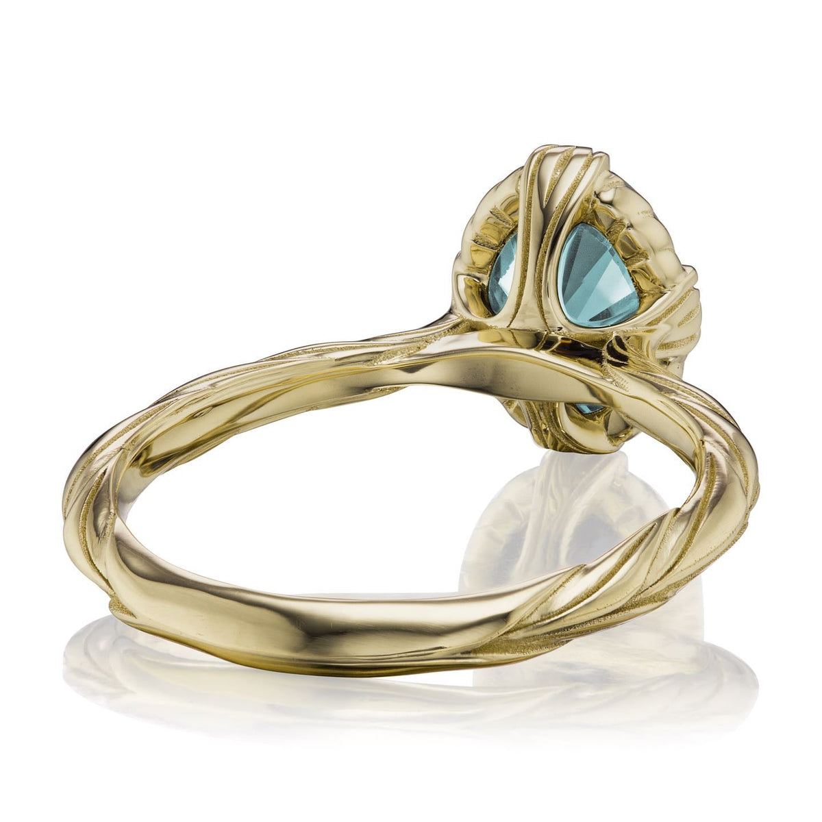 ・OLIVIA・Oval Aqua-Teal Iconic™ Moissanite, Willow Leaf Band (1.5ct)