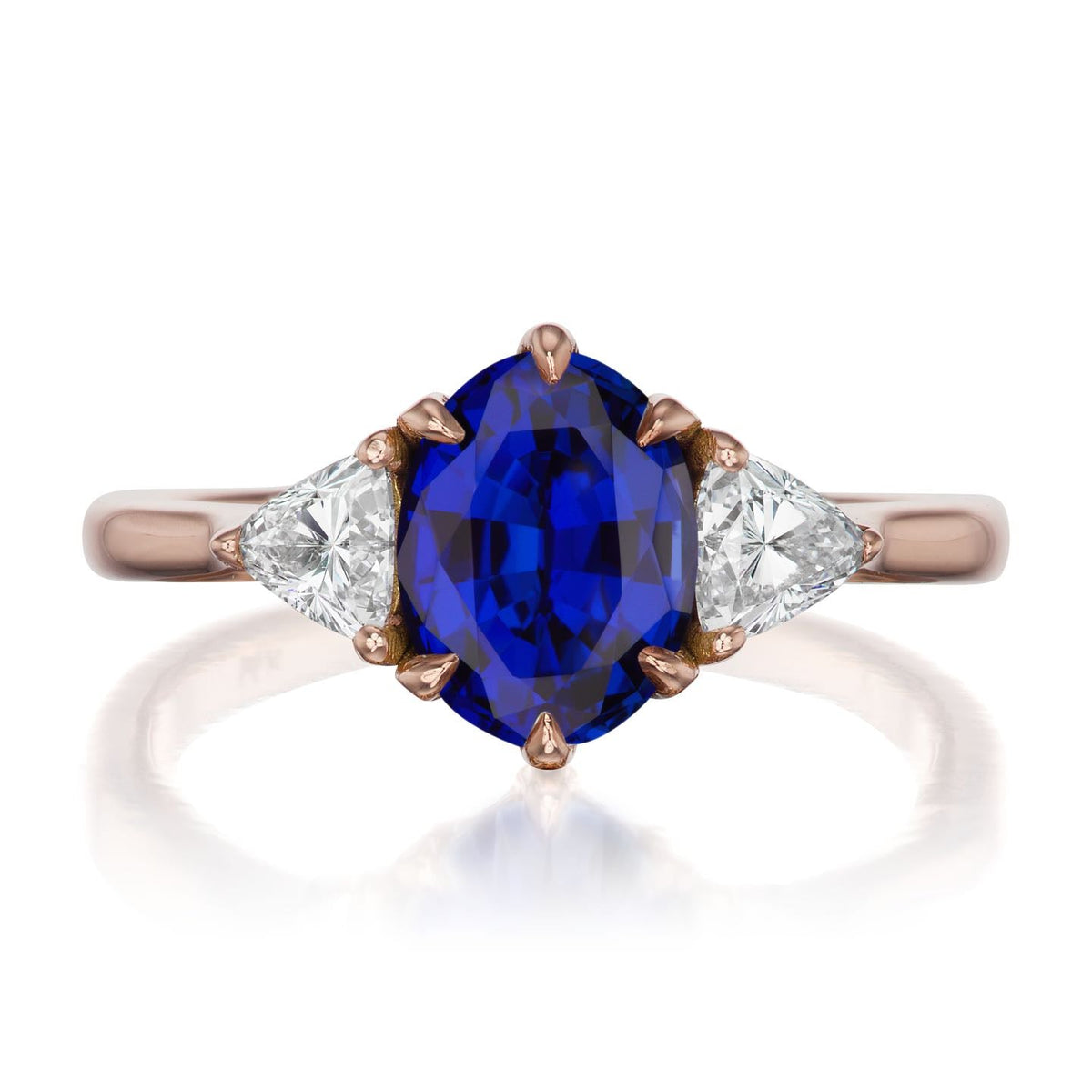 ・JUNO・Oval Blue Sapphire Center, Trillion Diamonds (2.17ctw)