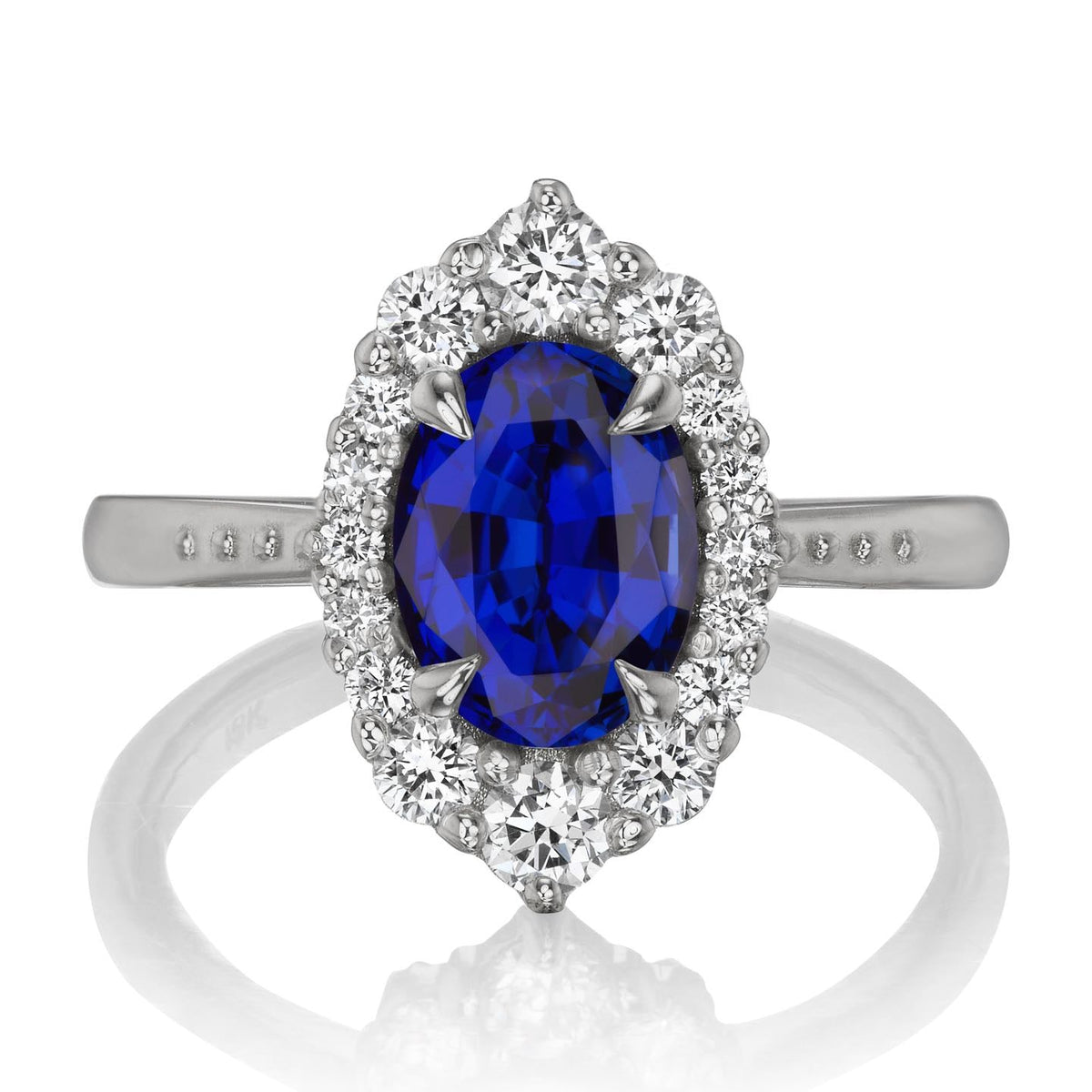 ・SOFIA・Oval Blue Sapphire Center, Diamond Halo (2.18ctw+)