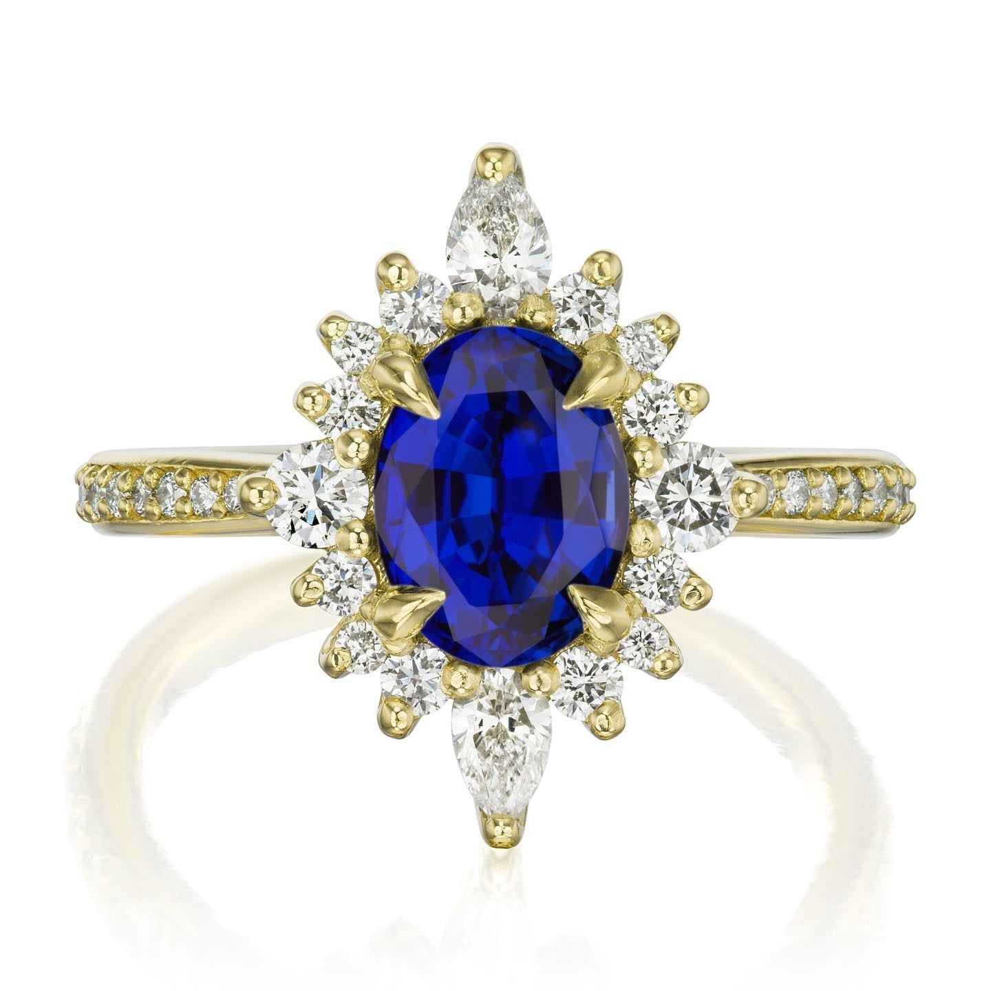 ・ANIKA・Oval Blue Sapphire Center, Diamond Halo (2.23ctw+)