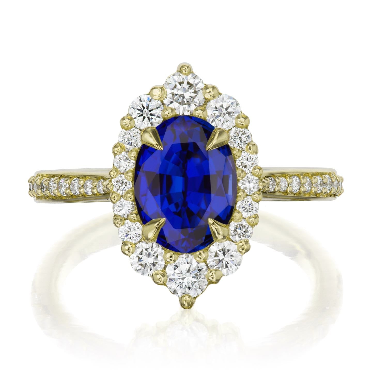 ・SOFIA・Oval Blue Sapphire Center, Diamond Halo (2.18ctw+)