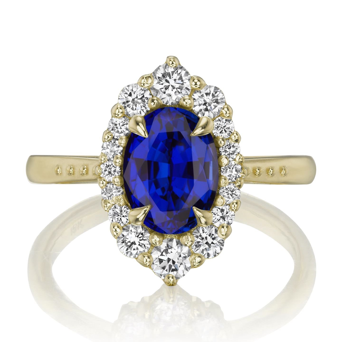 ・SOFIA・Oval Blue Sapphire Center, Diamond Halo (2.18ctw+)