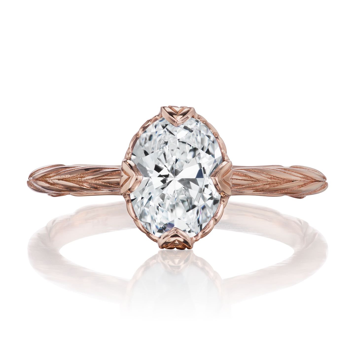 ・OLIVIA・Oval Lab-Grown Diamond, Willow Leaf Band