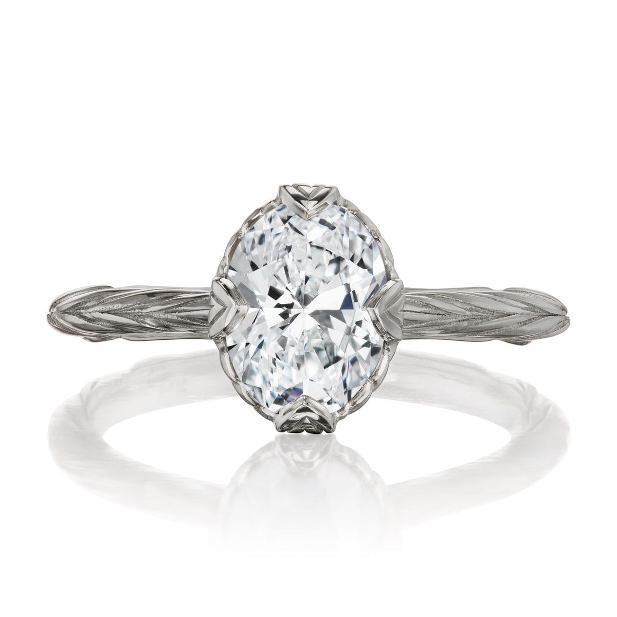 ・OLIVIA・Oval Lab-Grown Diamond, Willow Leaf Band
