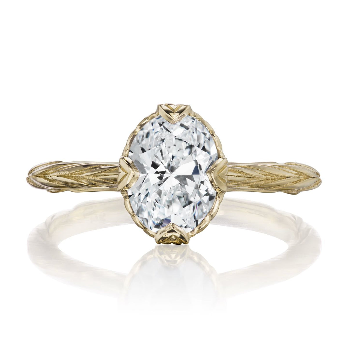 ・OLIVIA・Oval Lab-Grown Diamond, Willow Leaf Band