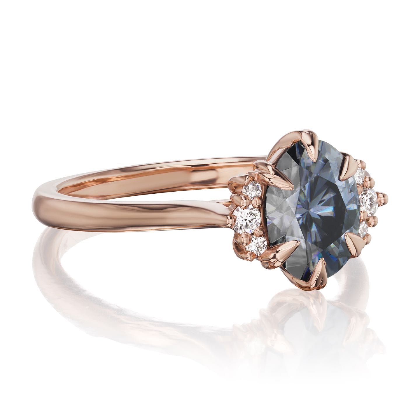 ・DEMI・Oval Iconic™ Grey Moissanite Center, Diamond Accents (1.5ct Center)