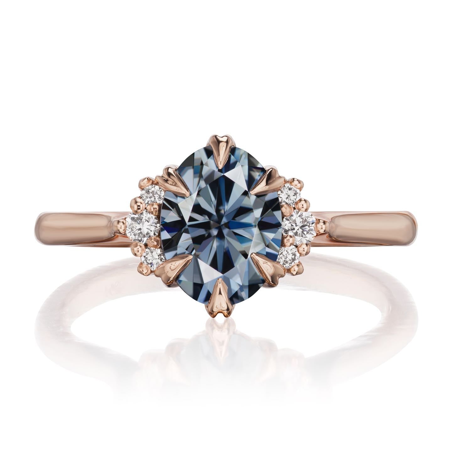 ・DEMI・Oval Iconic™ Grey Moissanite Center, Diamond Accents (1.5ct Center)