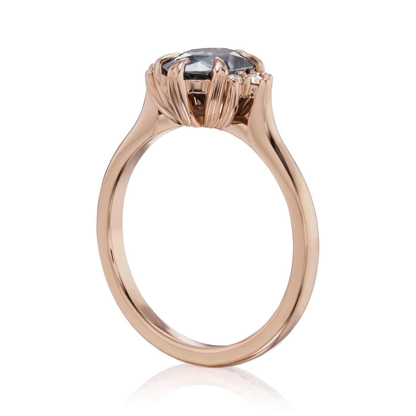 ・DEMI・Oval Iconic™ Grey Moissanite Center, Diamond Accents (1.5ct Center)