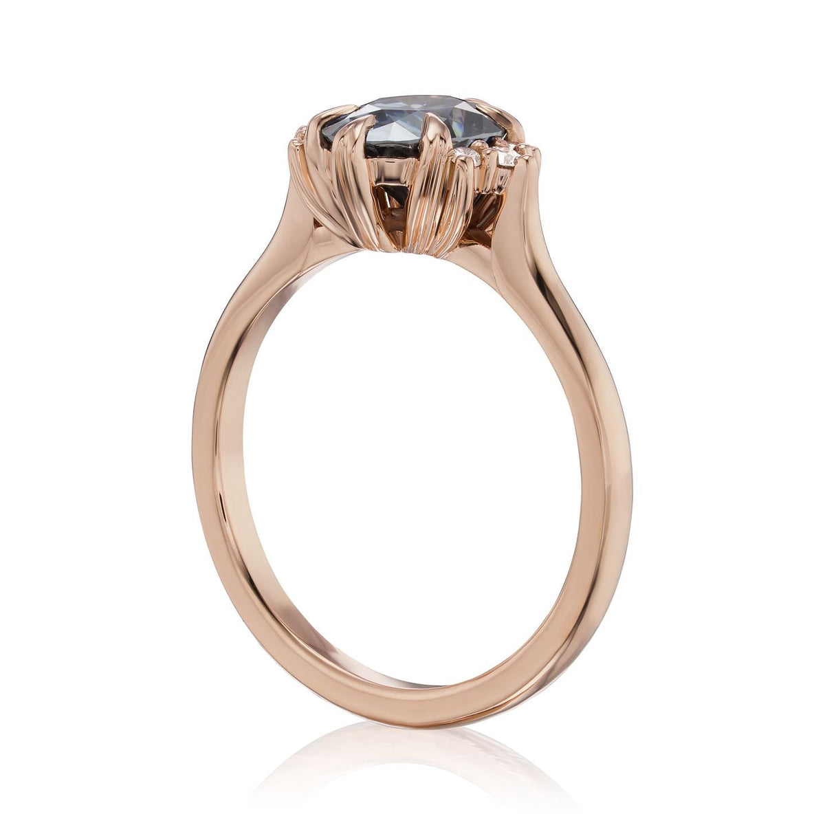 ・DEMI・Oval Iconic™ Grey Moissanite Center, Diamond Accents (1.5ct Center, Ready to Ship)