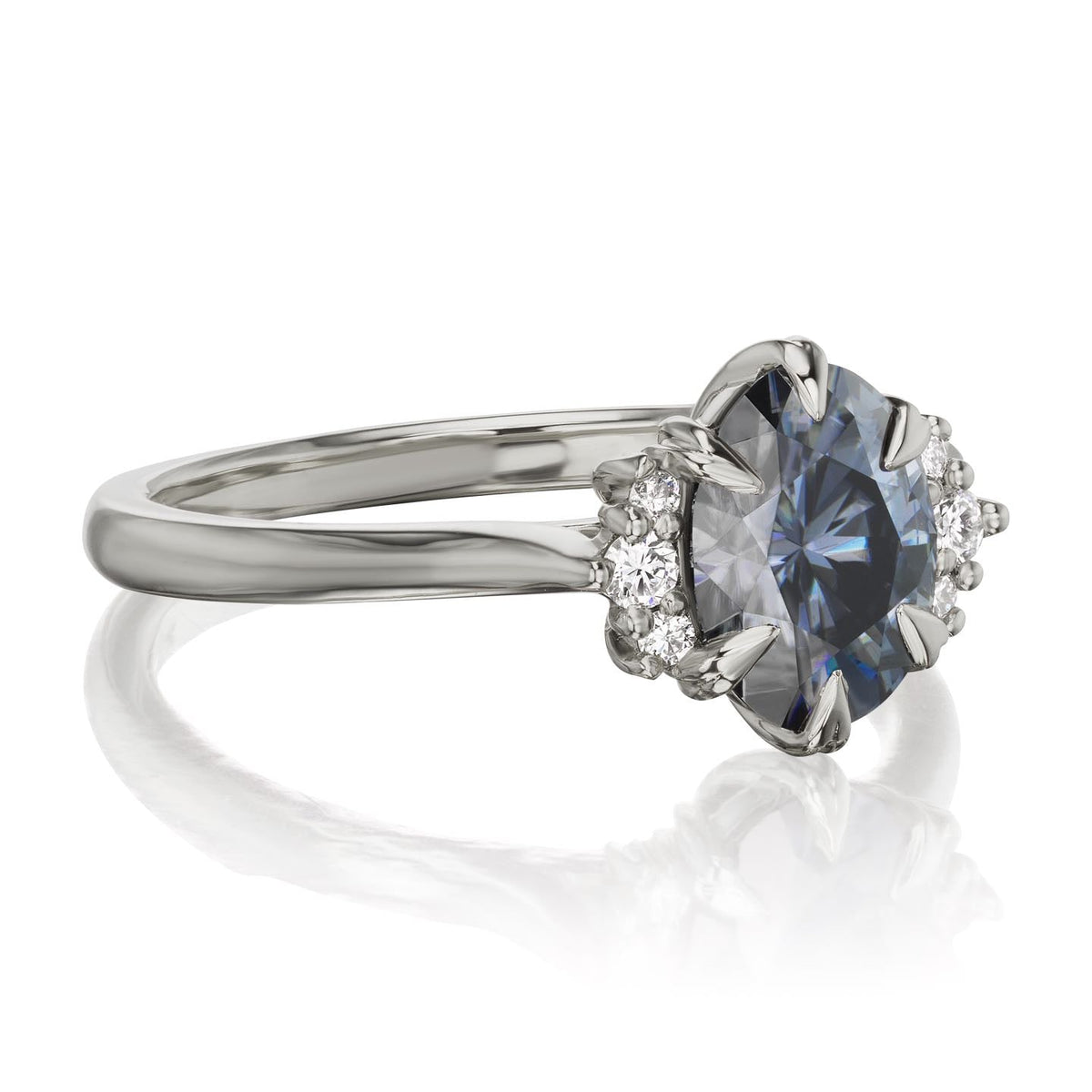 ・DEMI・Oval Iconic™ Grey Moissanite Center, Diamond Accents (1.5ct Center)