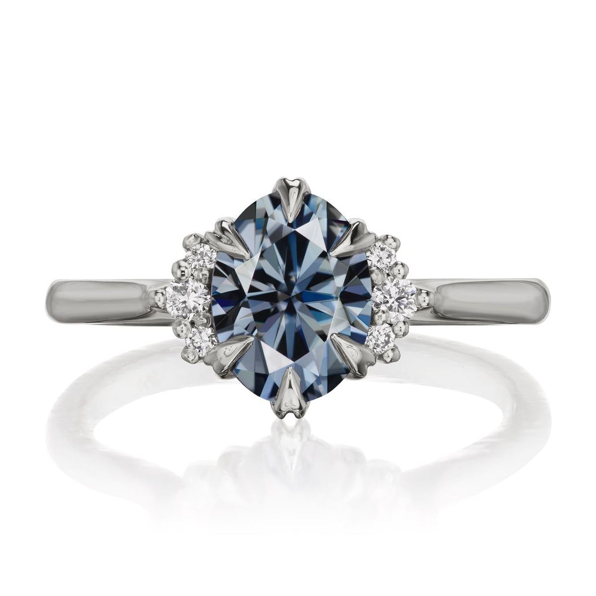 ・DEMI・Oval Iconic™ Grey Moissanite Center, Diamond Accents (1.5ct Center)